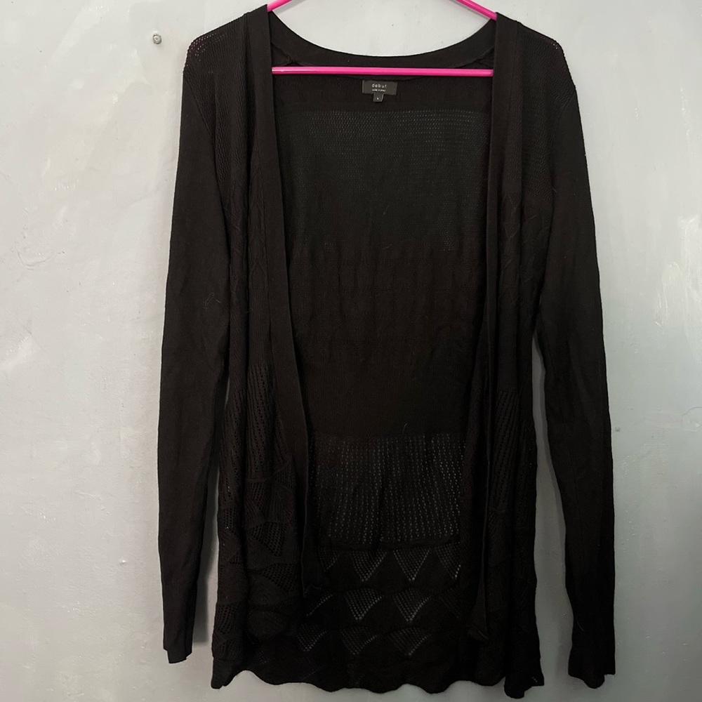 Black long cardigan sweater